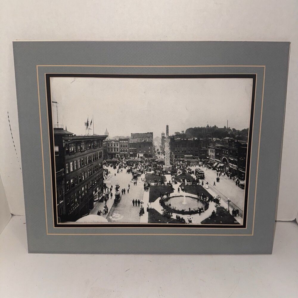 Vintage Asheville NC Pack Square Vance Monument Historic Matted Photo Print
